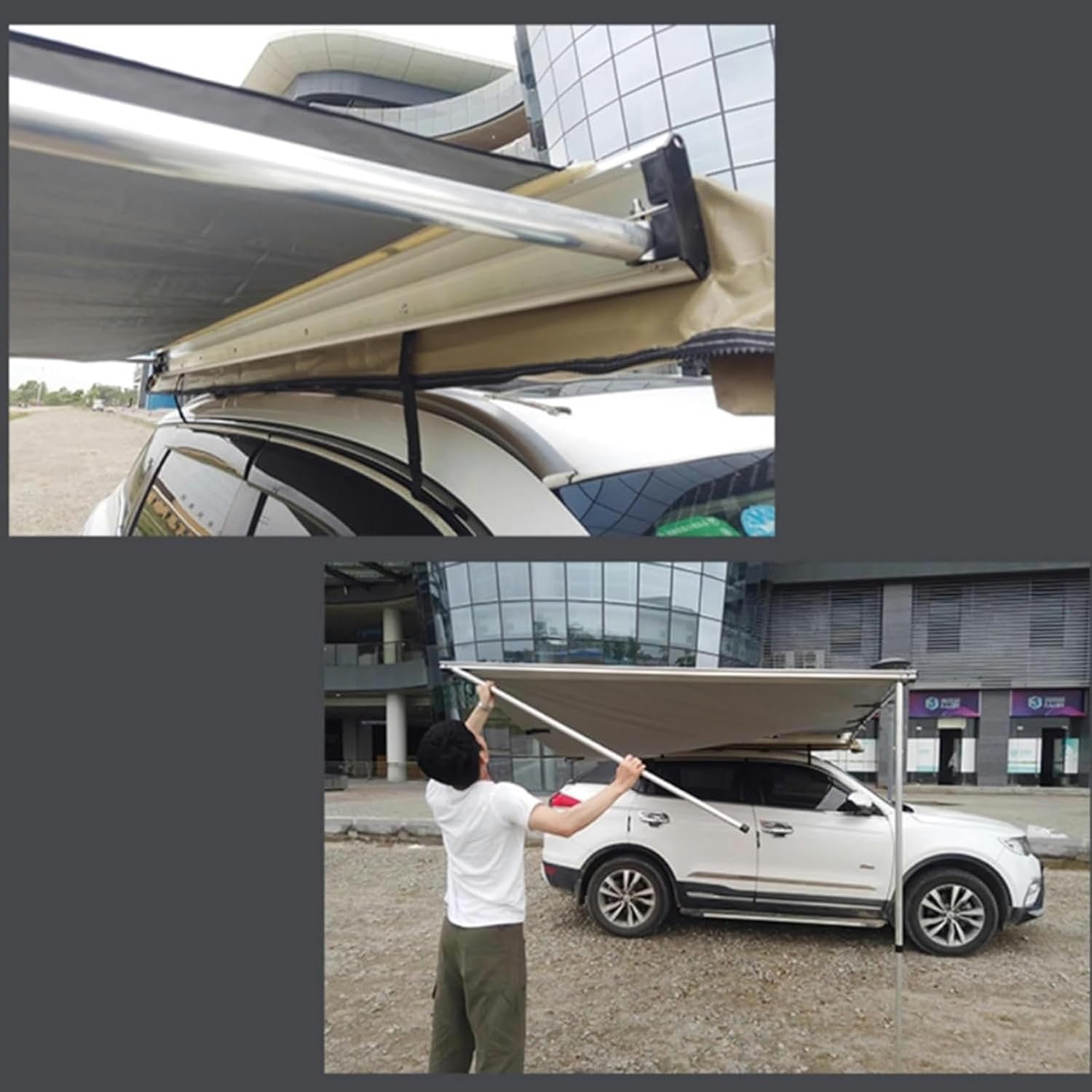 AMNOOL Vehicle Side Awning, SUV Camping Tent, Pull-Out Vehicle Awning, UV50+Tent Shade | Waterproof Rooftop Awning, Height Adjustable, RV Awnings for SUV/Truck/Van (Size : 150 * 200cm/4.92 * 6.56ft)