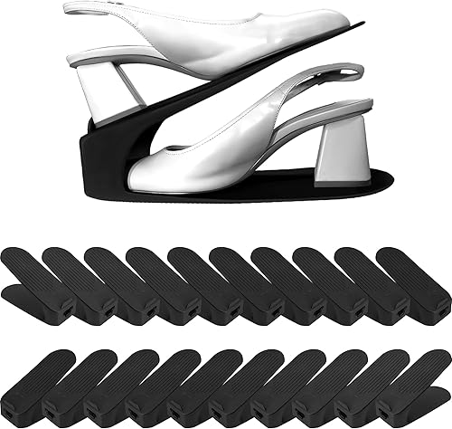 Miniatura 9 de Organizador de ranura para zapatos de una sola pieza, paquete de 10 apiladores que ahorran espacio para armario, entrada y zapatero | No necesita