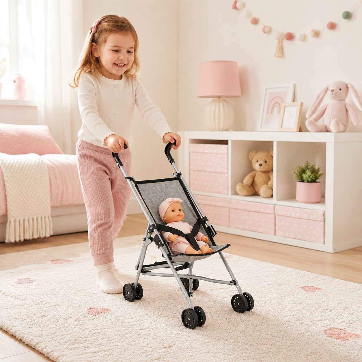 Poussette de poupée Funny, Mini Buggy, Gris mélangé