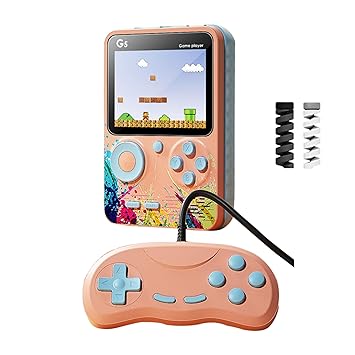 Technuv® G5 500 in 1 Retro Game Box for 2 Player, Handheld Classical Game PAD Can Play On TV, 500 Games Like Contra, Tank, Bomber Man Etc. (Pink Blue) - image, photos