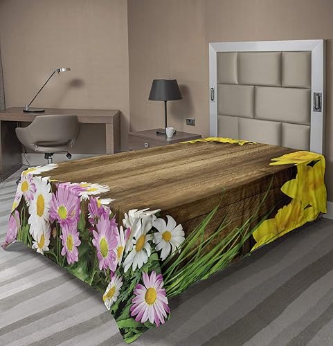 Miniatura 8 de Lunarable Sábana encimera oriental, diseño de kimono japonés floreciente floral, montaje Edo Culture Land of The Rising Sun, suave y cómoda, sábana