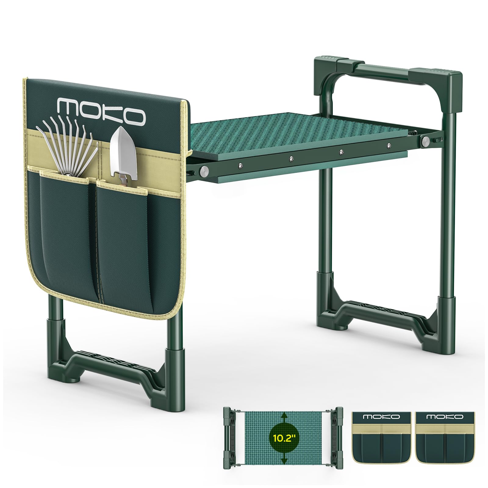 MoKo kniebank für Gartenarbeit, 350 lbs Klapphocker mit 2 Werkzeugtaschen