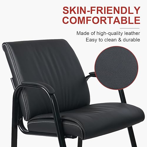 Miniatura 4 de CLATINA Silla de invitados de oficina grande y alto material de cuero PU cómoda recepción sala de conferencias (1PK)