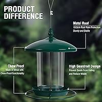 Vista 4 de Comedero de metal para pájaros para colgar al aire libre, alimentador de semillas de 3.0 libras, fácil de llenar y limpiar, alimentación de 360°