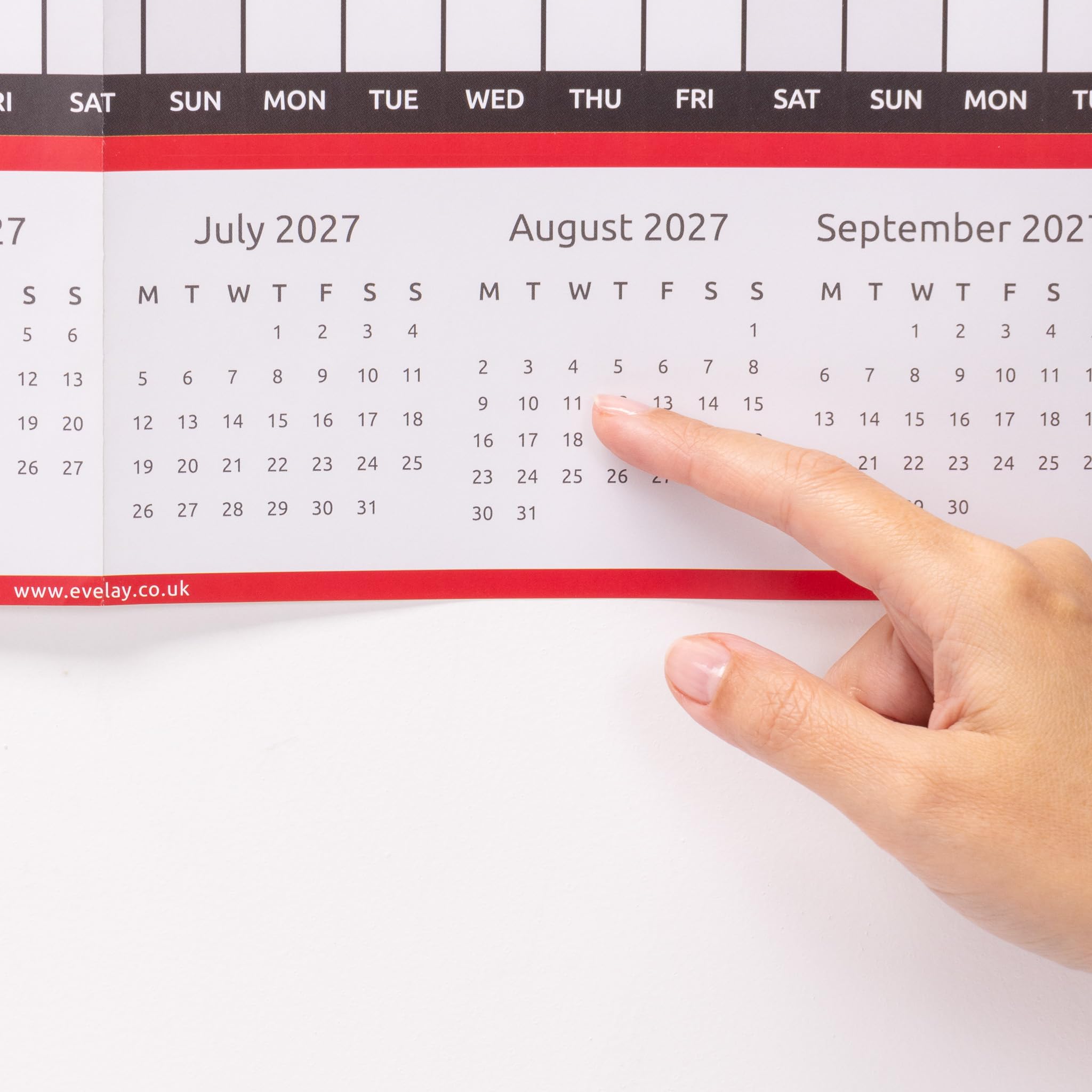 Calendario planificador de pared 2026, tamaño A1 (84 cm x 59 cm), calendario de vista anual para casa, oficina, trabajo, año completo (rojo)