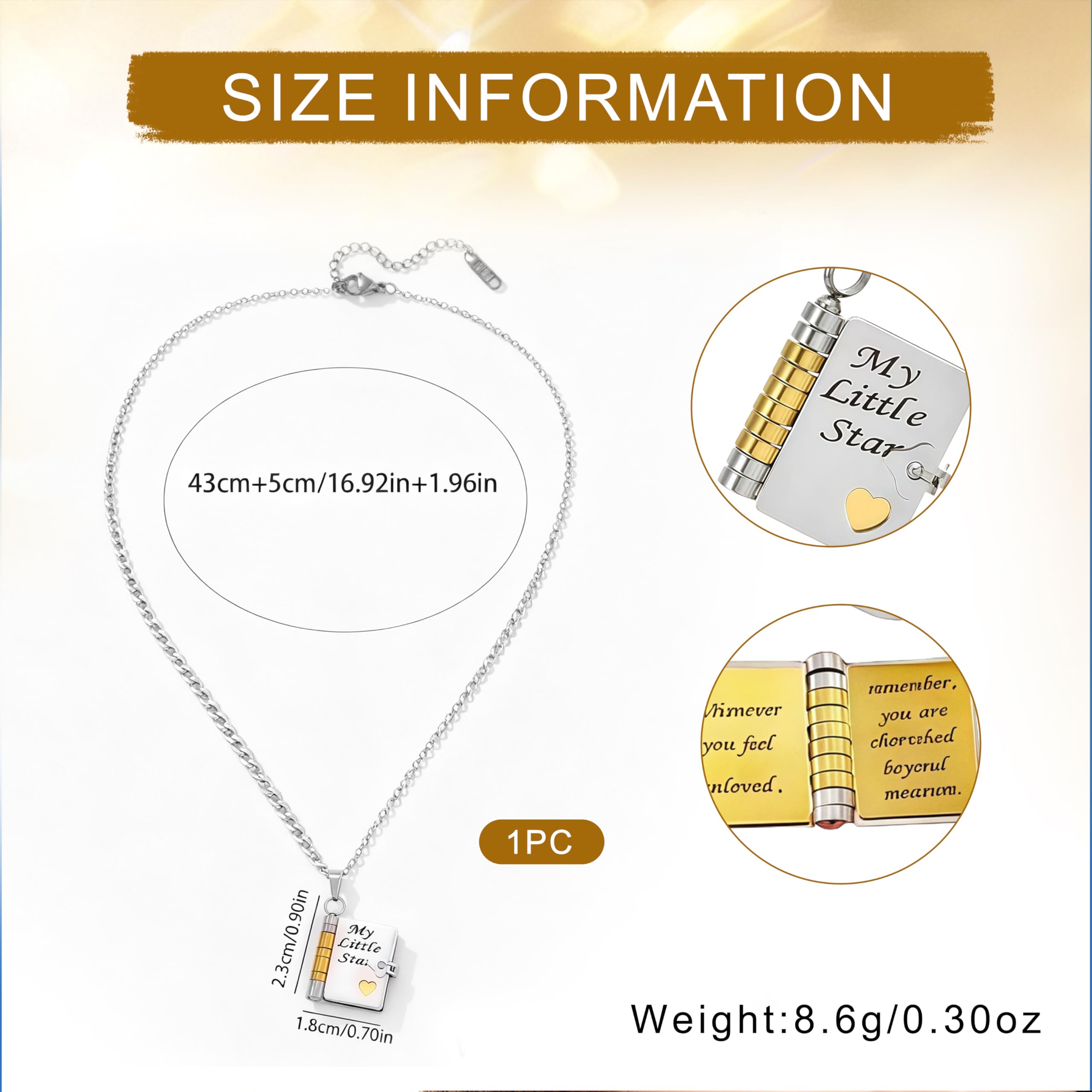 Mein Kleines Stern Buch Collar Mi Increíble Hija Collar Regalos para Hija De Padre Madre Madre Ajustable Plata 18k Oro Joyería Abrir