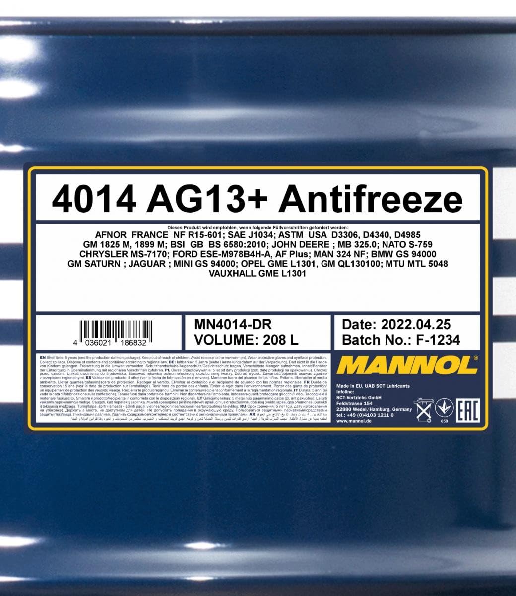 MANNOL MN4014-DR Antigelo 208L giallo