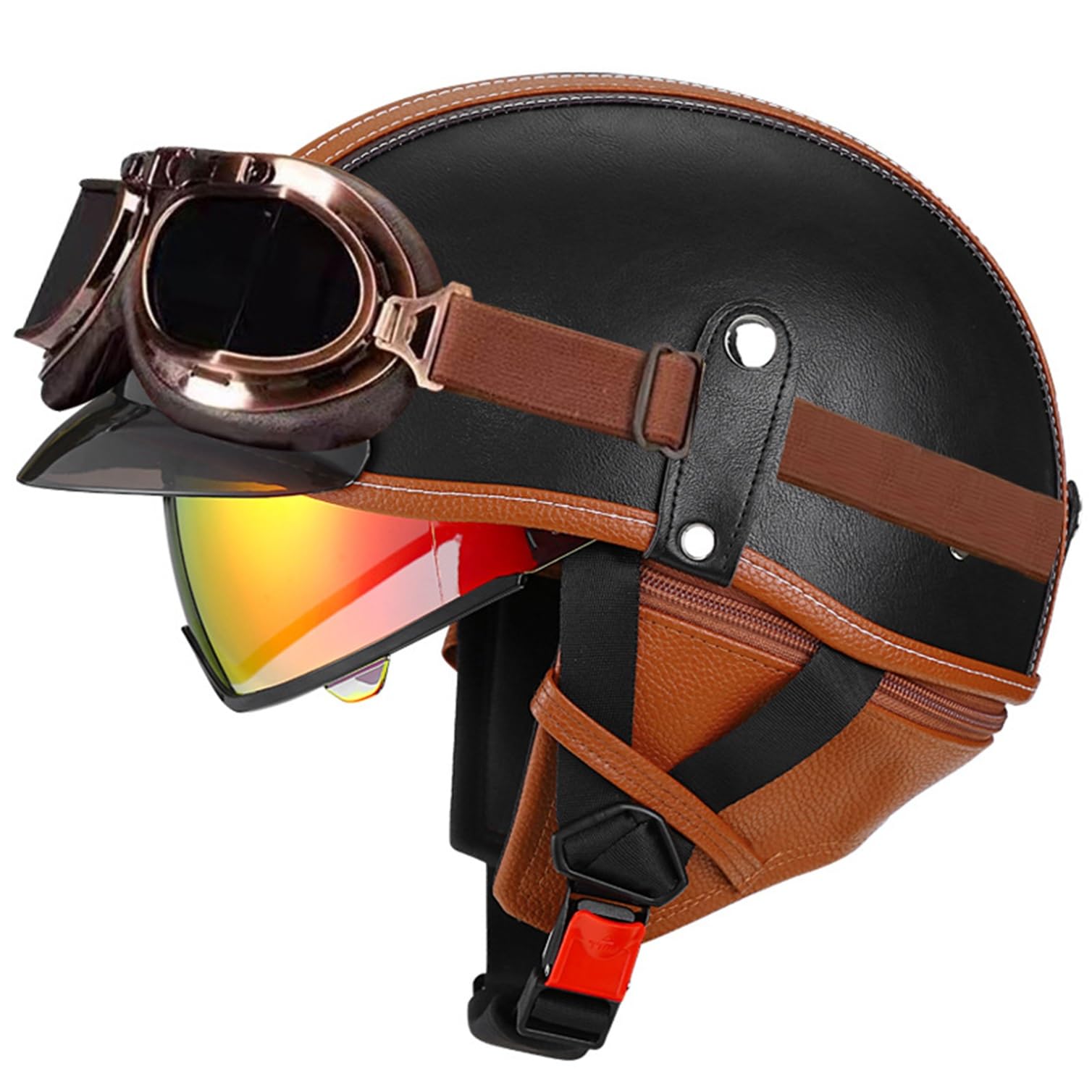 Casque bol jet vintage en cuir taille XL pour homme et femme