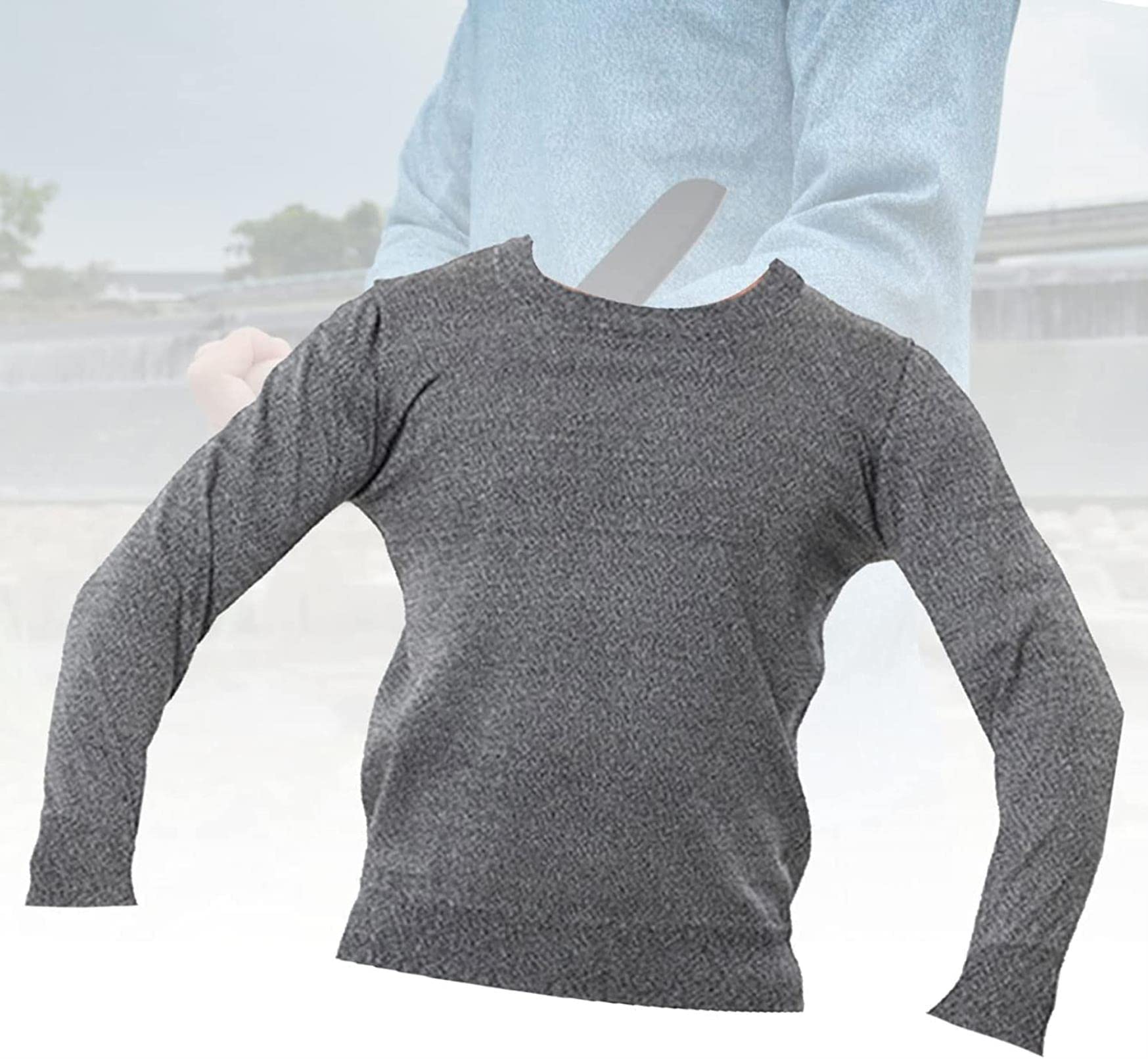 KFJZGZZ Grade Anti-cutting Suit, Elastic Tactical T-shirt with Round Neck  and Long Sleeves, Special Fiber Plates Protection, Knife Proof Shirt