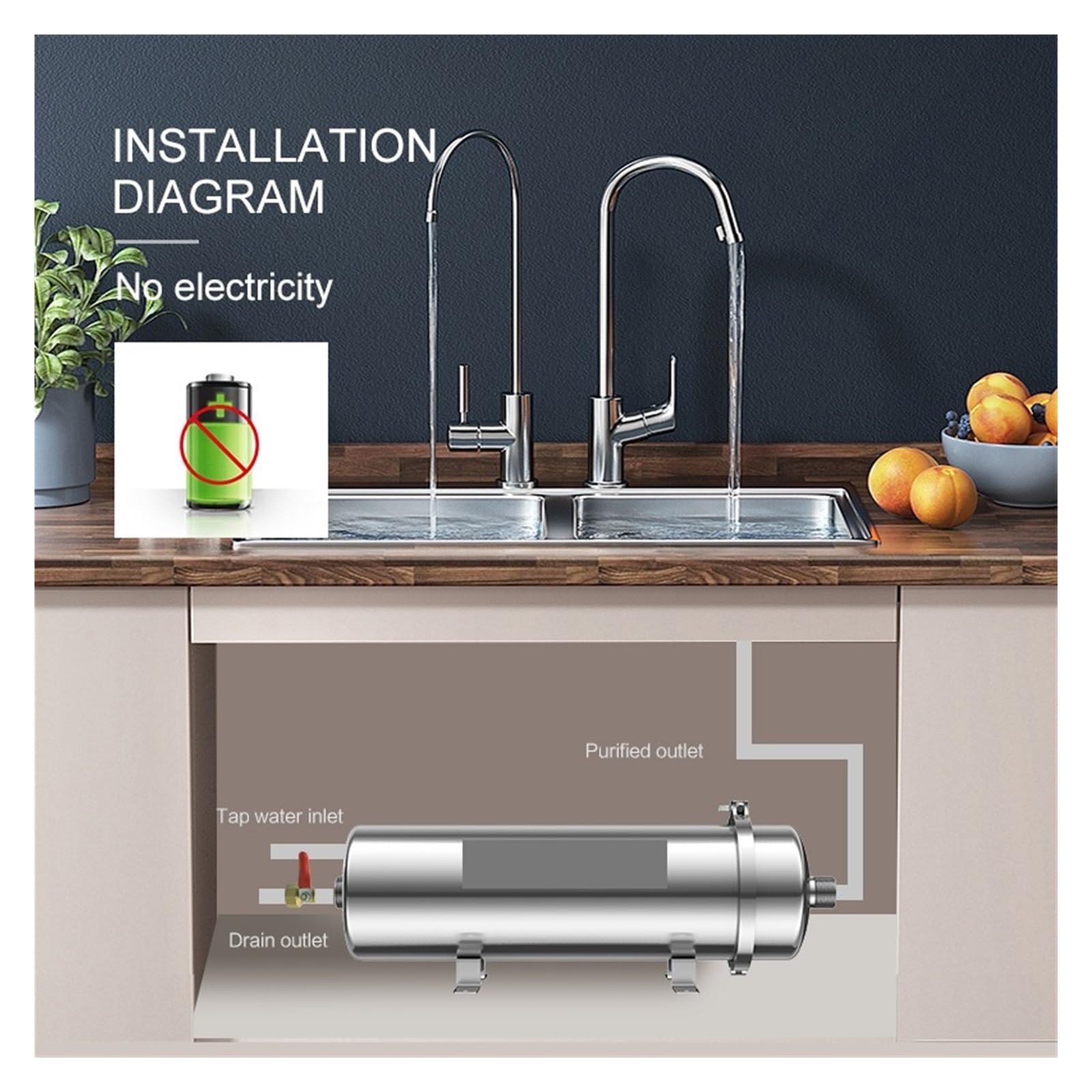System filtrów wody, PVDF UF 3500L/H Oczyszczacz wody Filtr ultrafiltracyjny do całego domu, filtracja 0,01um SUS304 Woda pitna,Pod Filtrem Wody Zlewu