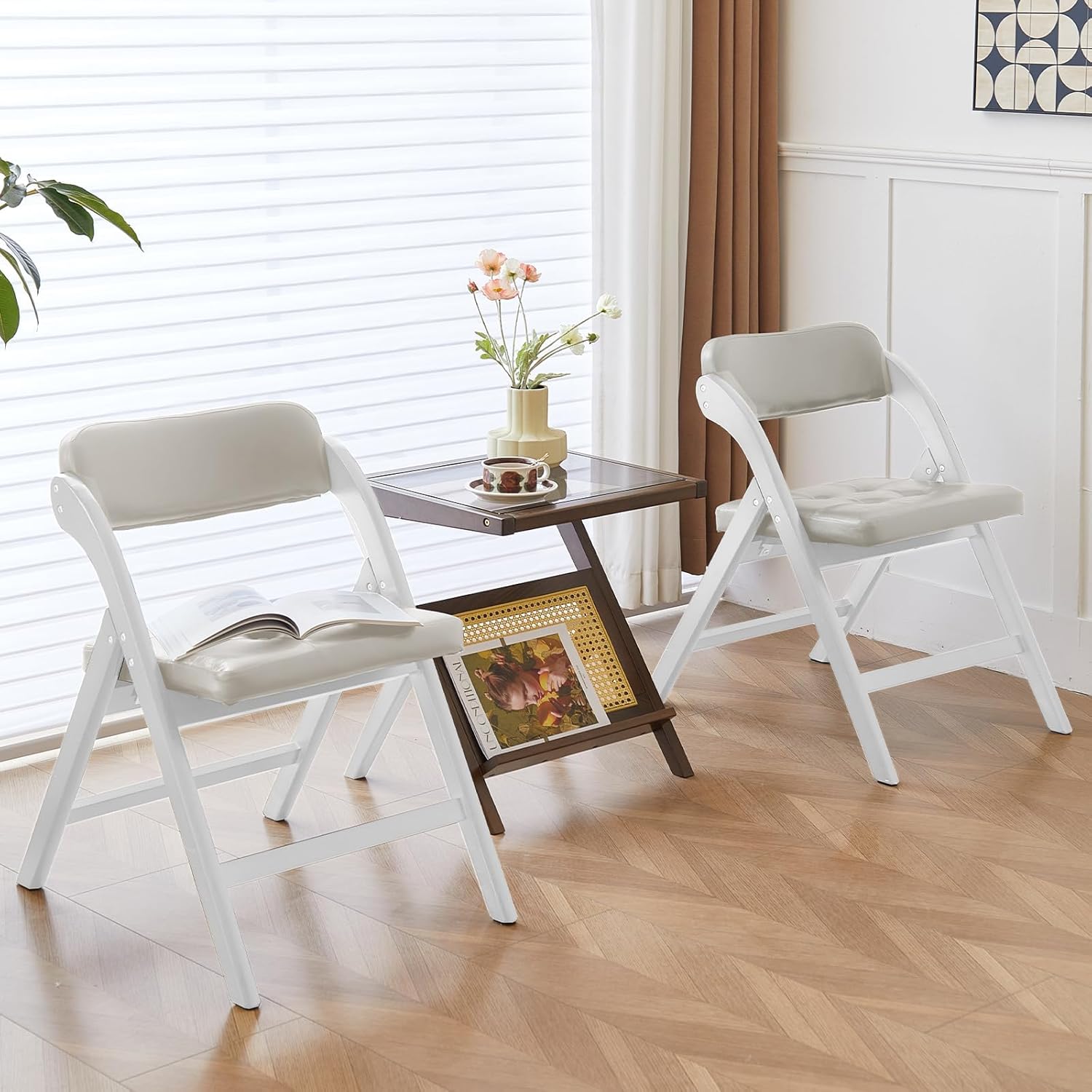 Amazon.com: ALeesing Wooden Folding Chairs Set of 2, Folding Chairs ...