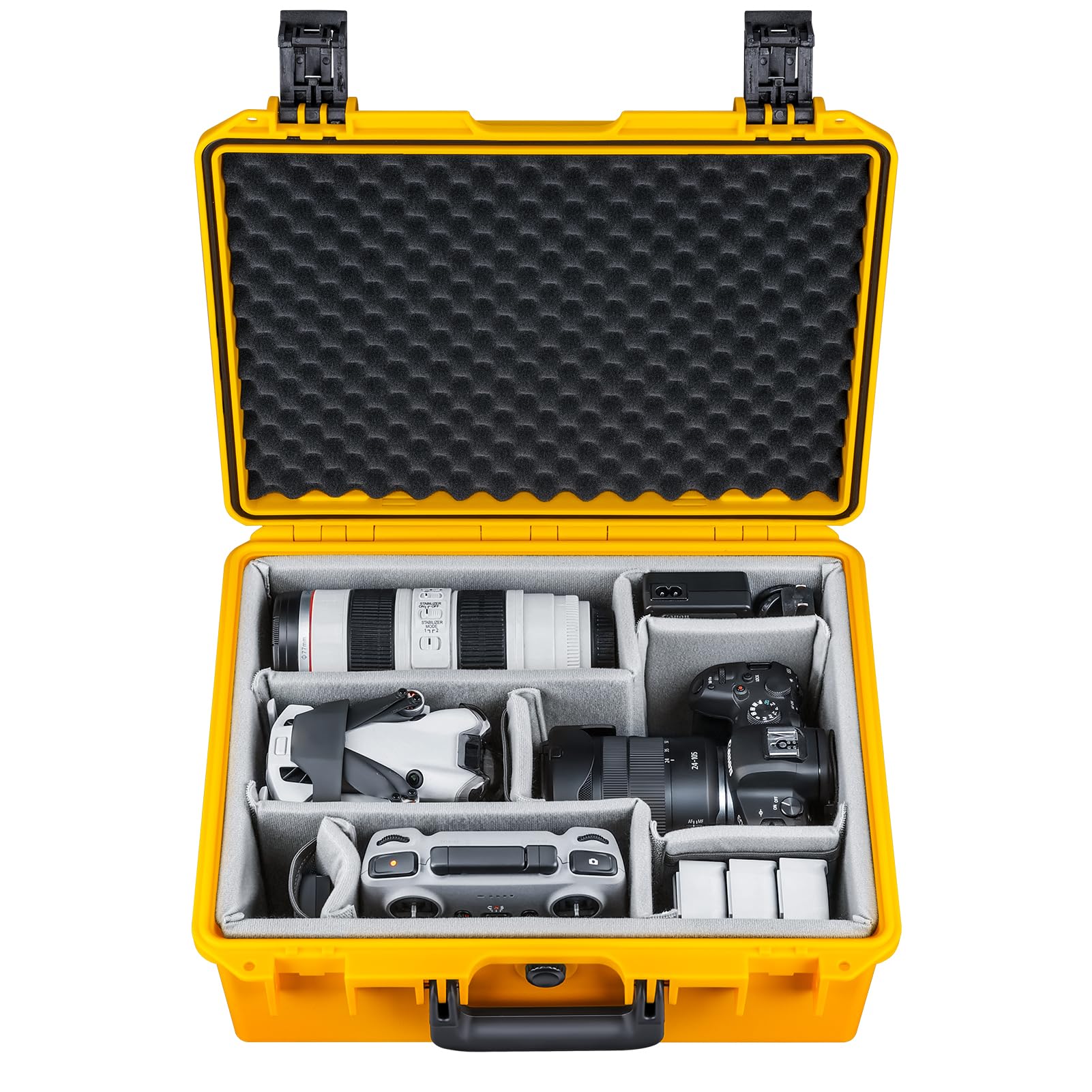 Lykus PVC1 Hard Case with Dividers for Cameras,Lenses,DJI Mavic/Air/Mini