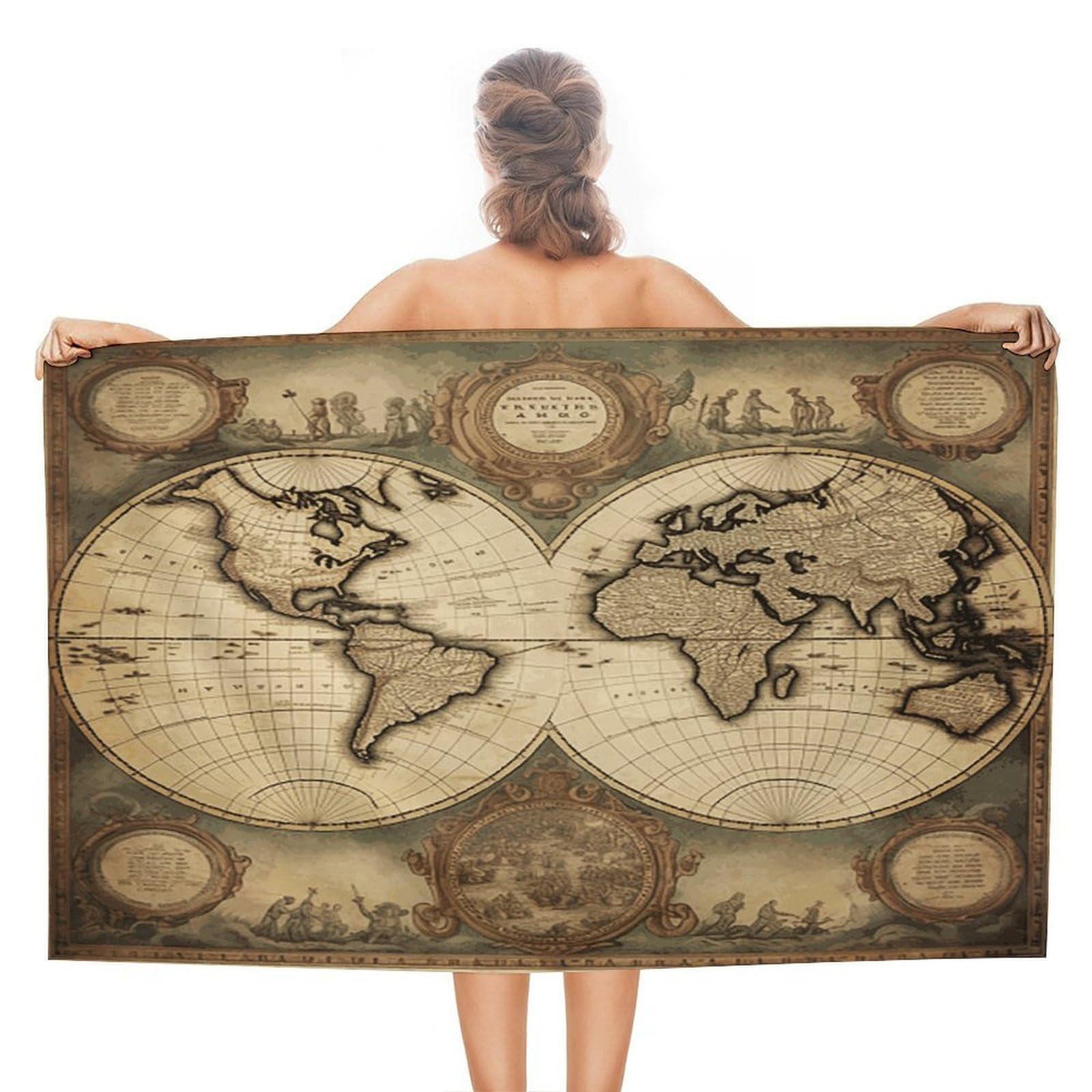 VstaDank World Map Beach Towel for Adult Quick Dry Sand Free Swim Towels Soft Large Size Pool Towels Lightweight Oversized Bath Towel for Travel, Camping, Swimming 51 X 31 Inches