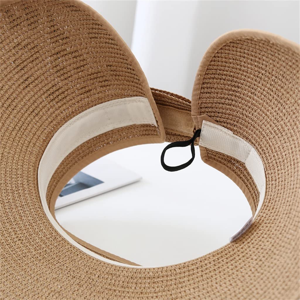 Sombreros con Lazo de Leopardo de Verano, Gorras con Visera Ancha, Plegables, portátiles, para Exteriores, Cola de Caballo, Sombrero para el Sol en la Playa