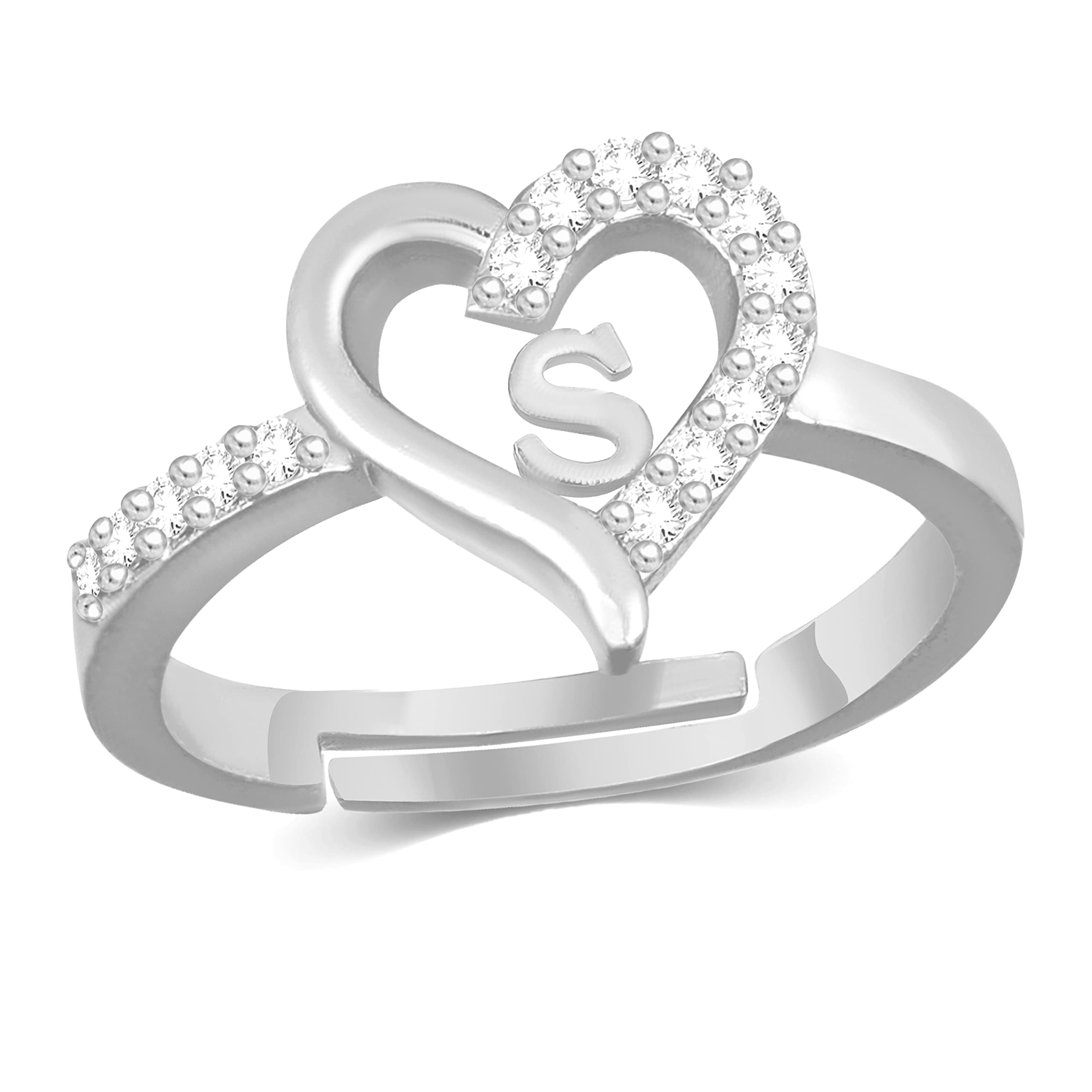 Kanak Jewels Valentine Gift Initial Letter S ring for Girls stylish design Silver plated ring (B09RDWYG34) Amazon Price History, Amazon Price Tracker