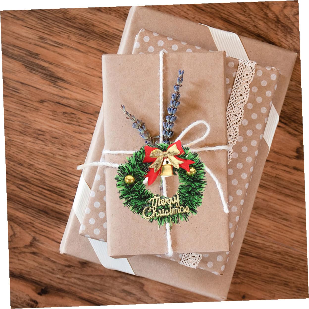 Gatuida 20 Piezas Mini Guirnalda Navideña Artificial para Manualidades y Decoración De Invierno Guirnalda Pequeña con Lazo para Adornos Navideños