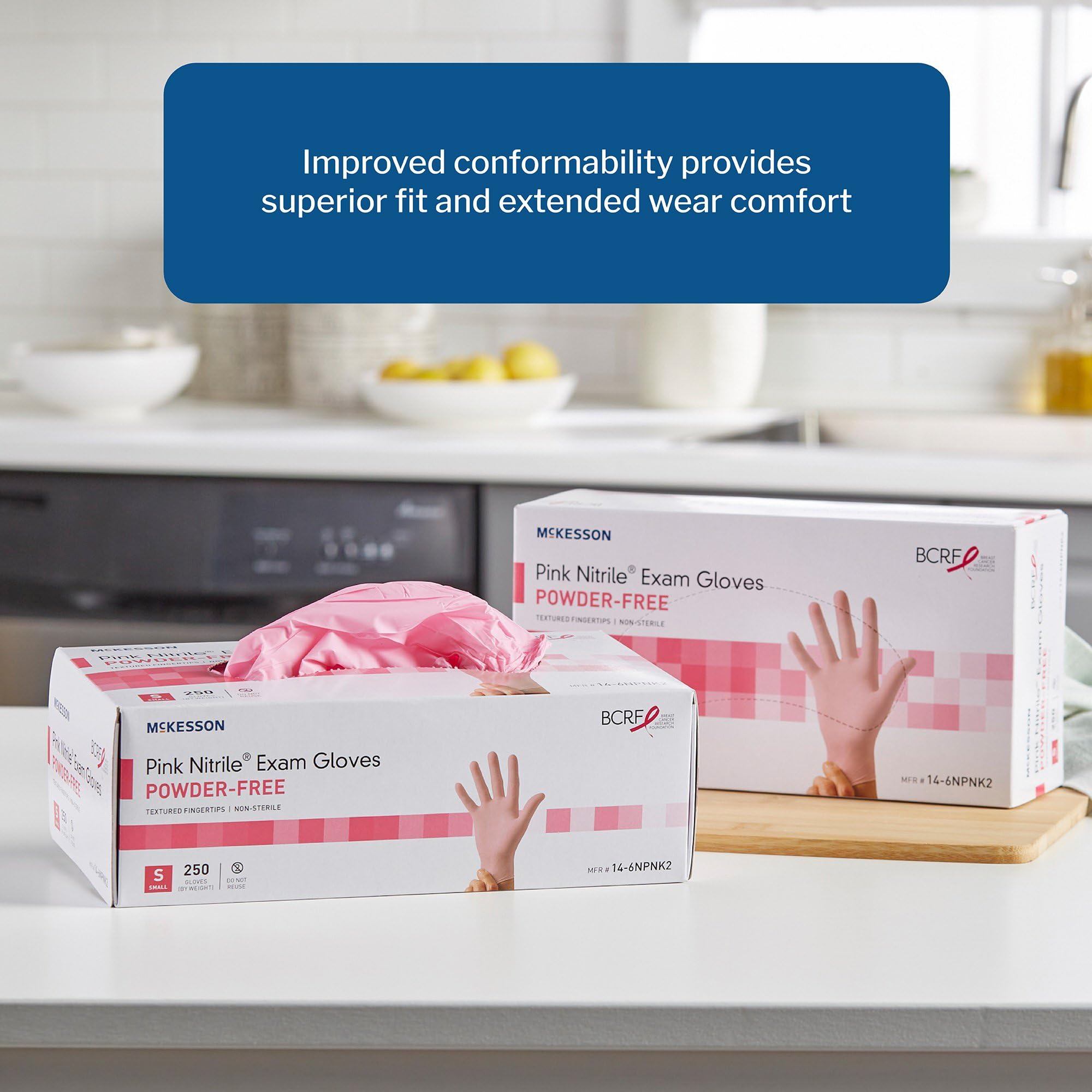 McKesson Guantes de examen de nitrilo rosa, sin polvo, sin látex, ambidiestros, con textura, no estériles, tamaño pequeño, 250 unidades, 10 cajas, 2500 en total
