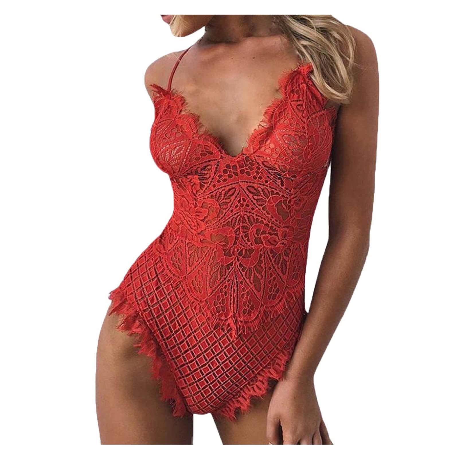 RWRAPS Sexy hohler Dessous-Bodysuit für Damen, Streifen-Dessous-Set (Farbe: E, Größe: XL-Code) (EM-Code)