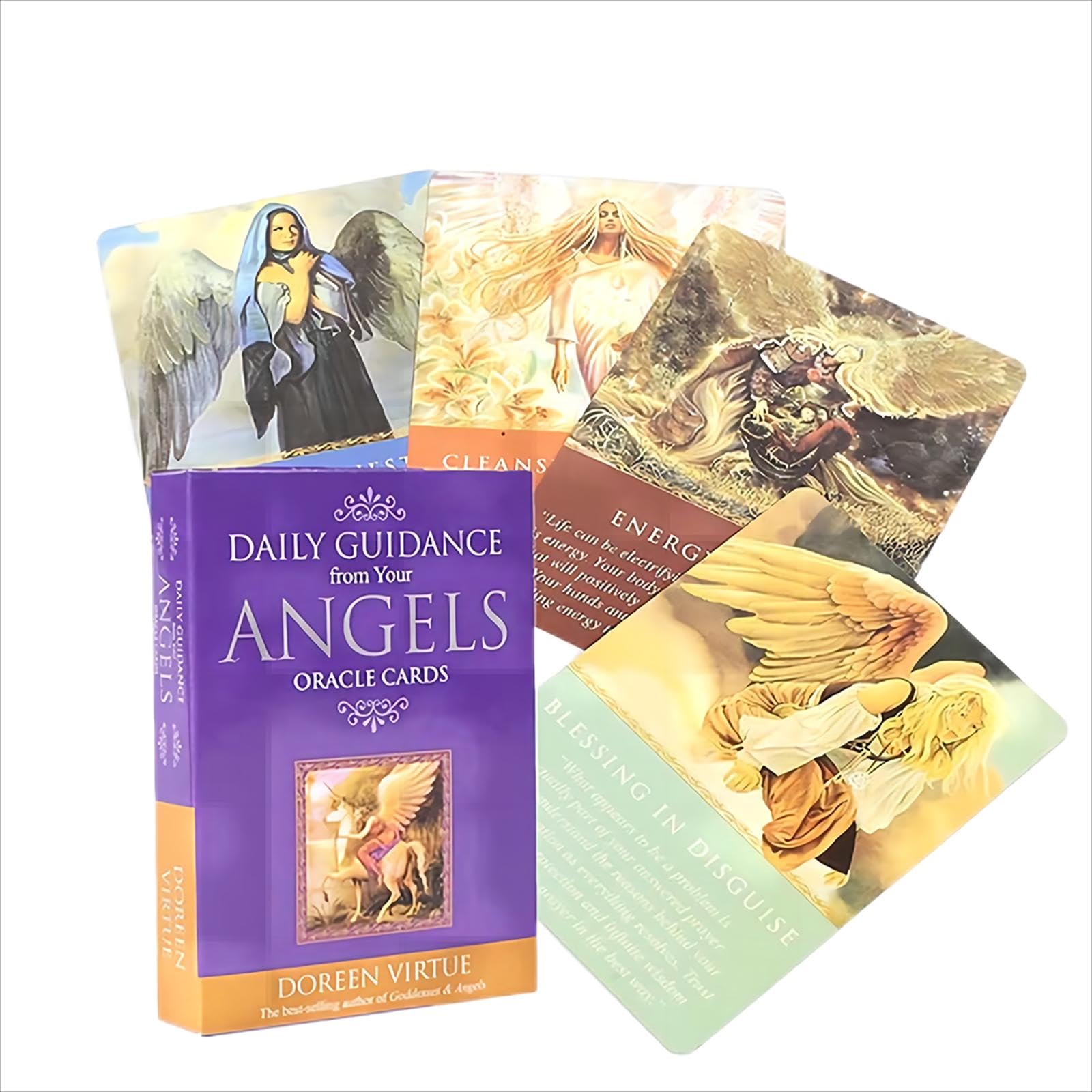 Cartes Oracle Guérir Avec Les Anges – Jeu De Voyance Avec Guide PDF, Pochette De Protection – Cadeau ésotérique