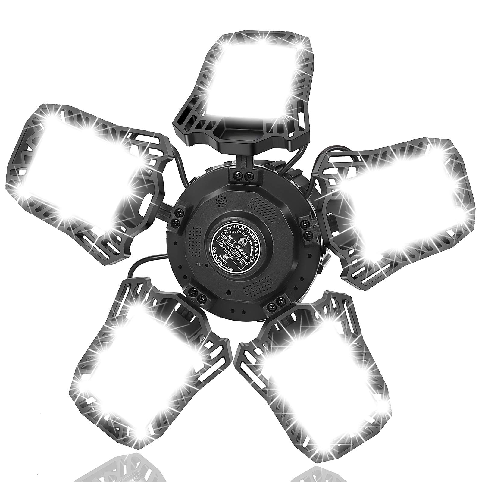 CUMKA Garage Light 200W Super Bright LED Garage Light with 5 Aluminum Deformable Panels Heat Resistant Garage Lights Ceiling Led Lights for Garage Lighting Warehouse Basement Workshop E26/E27 6500K