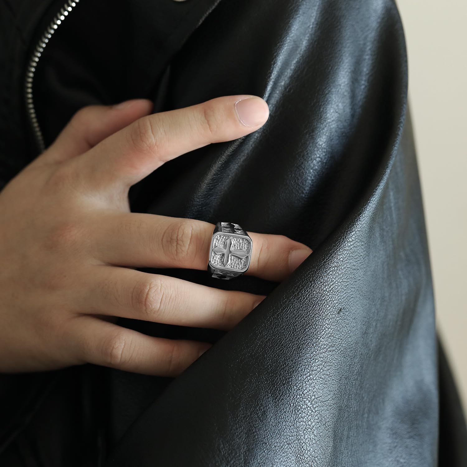 Cross Ring for Men,Stainless Steel Religion Silver Cross Ring Gothic Style Statement Jewelry Christian Jewelry Size 8-12 - Image 5