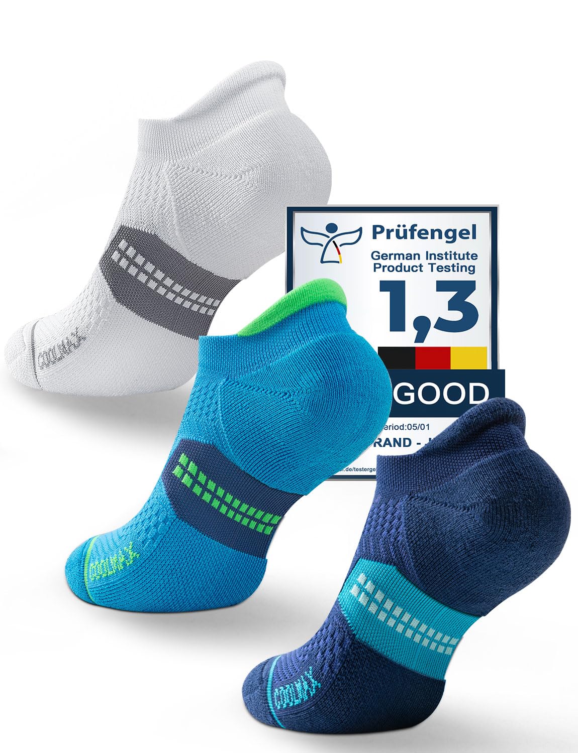 Juclise Bamboo Viscose Compression Tab Running No Show Sport Socks Men Moisture Wicking Cushioned Anti-Blister Breathable