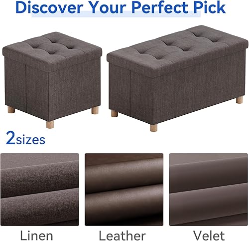 Miniatura 53 de BRIAN & DANY Otomana pequeña con almacenamiento, taburete de pie, cubo de almacenamiento otomano, reposapiés para sofá con patas, color marrón, 15 x