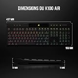Corsair K100 Air Wireless RGB Ultra-Thin Mandeacutercanic Gaming Keyboard – Cherry MX Touch Switches and Writer Low Profile – Bluetooth Compatible with iCUE – PC Mac PS5 PS4 Xbox – AZERTY FR – Black - 10