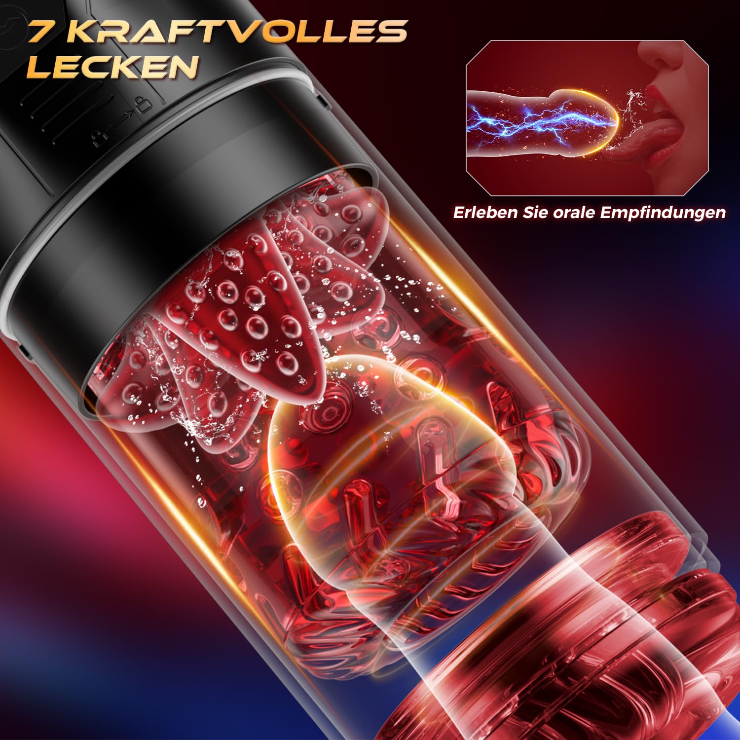 Elektrischer Masturbator Masturbieren für Männer Zungenleck, Sex Spielzeug für die Männer 7 Teleskopfunktion Rotierend Vibration Saugen Taschenmuschi, Masturbatoren Penis Eichel Stimulator Sex Toys