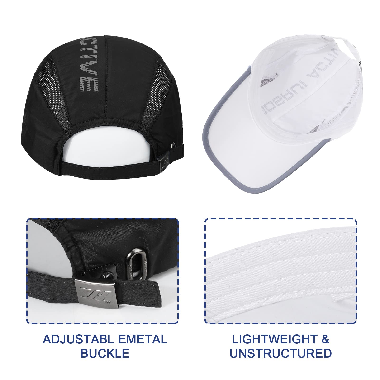Lot de 2 Casquette de Baseball à Séchage Rapide Homme Femme, Ultralégère Pliable Sport Outdoor Chapeau de Baseball, Chapeau Soleil Maille Respirante Tendance,per Running Golf Cyclisme Randonnée - 4