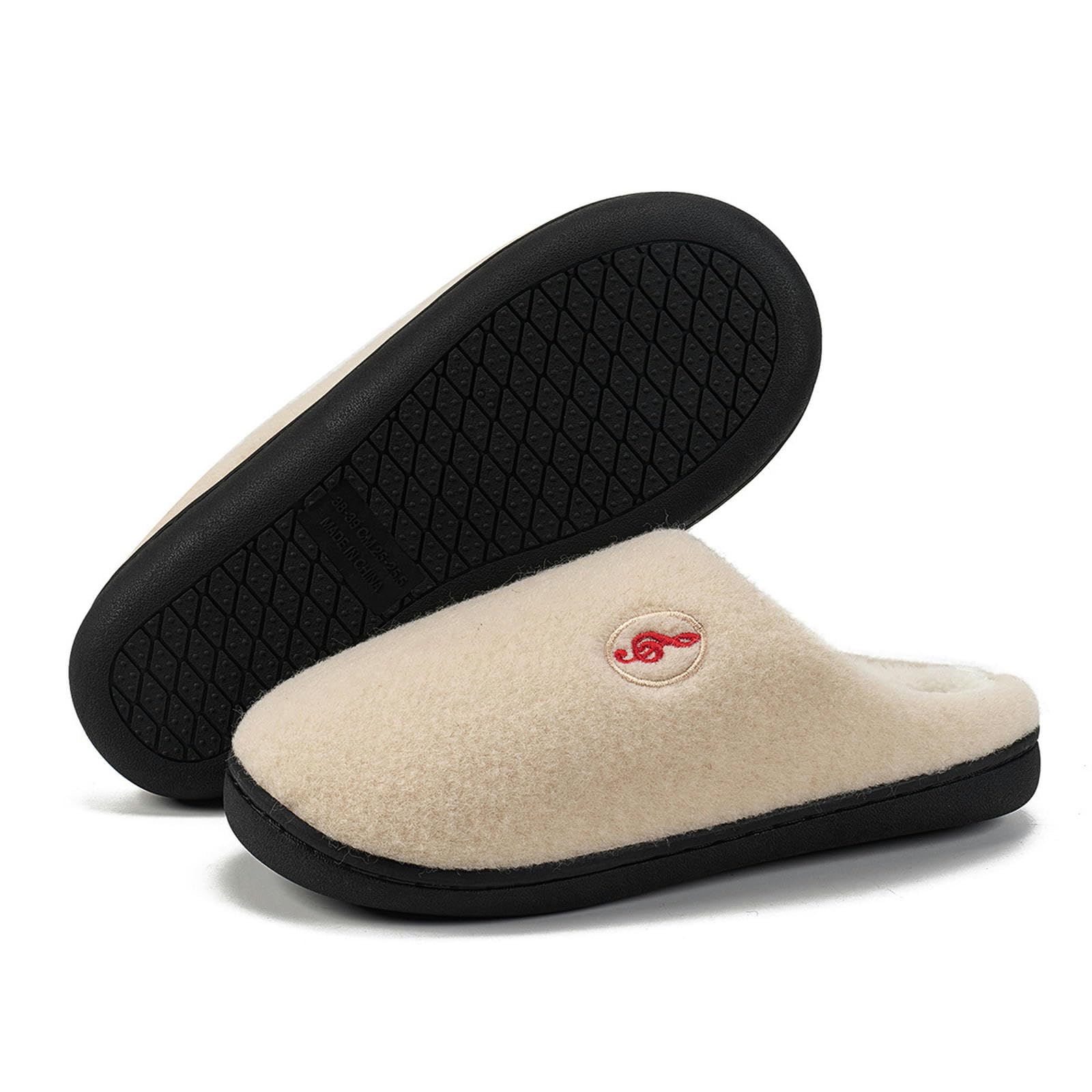Pantofole Pantofole Calde, Velluto E Pannelli di Cotone Non Slip per Uso Domestico-nero-38-39