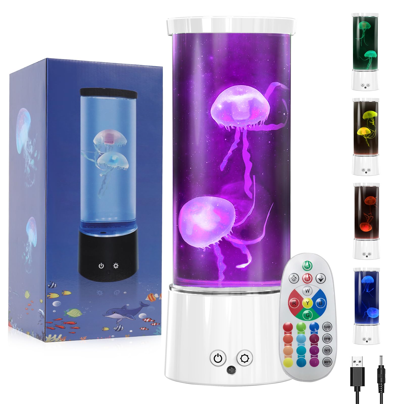 Jellyfish Lamp, Jellyfish Tank Table Lamp 17 Color Changing Aquarium Light with Remote Control for Adults Kids, Mood Light for Home Office Decor Christmas Gifts