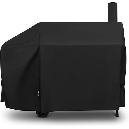 Unicook Offset Smoker Cover 60 Inch, Outdoor Heavy Duty Waterproof Charcoal BBQ Grill Cover, Fade Resistant, Compatible for Brinkmann, Char-Broil, Royal Gourmet and More, Black