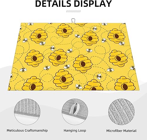Miniatura 4 de Tapete de secado de platos de conejo de Pascua, tapetes reversibles de microfibra absorbente para encimera de cocina, 18 x 24 pulgadas