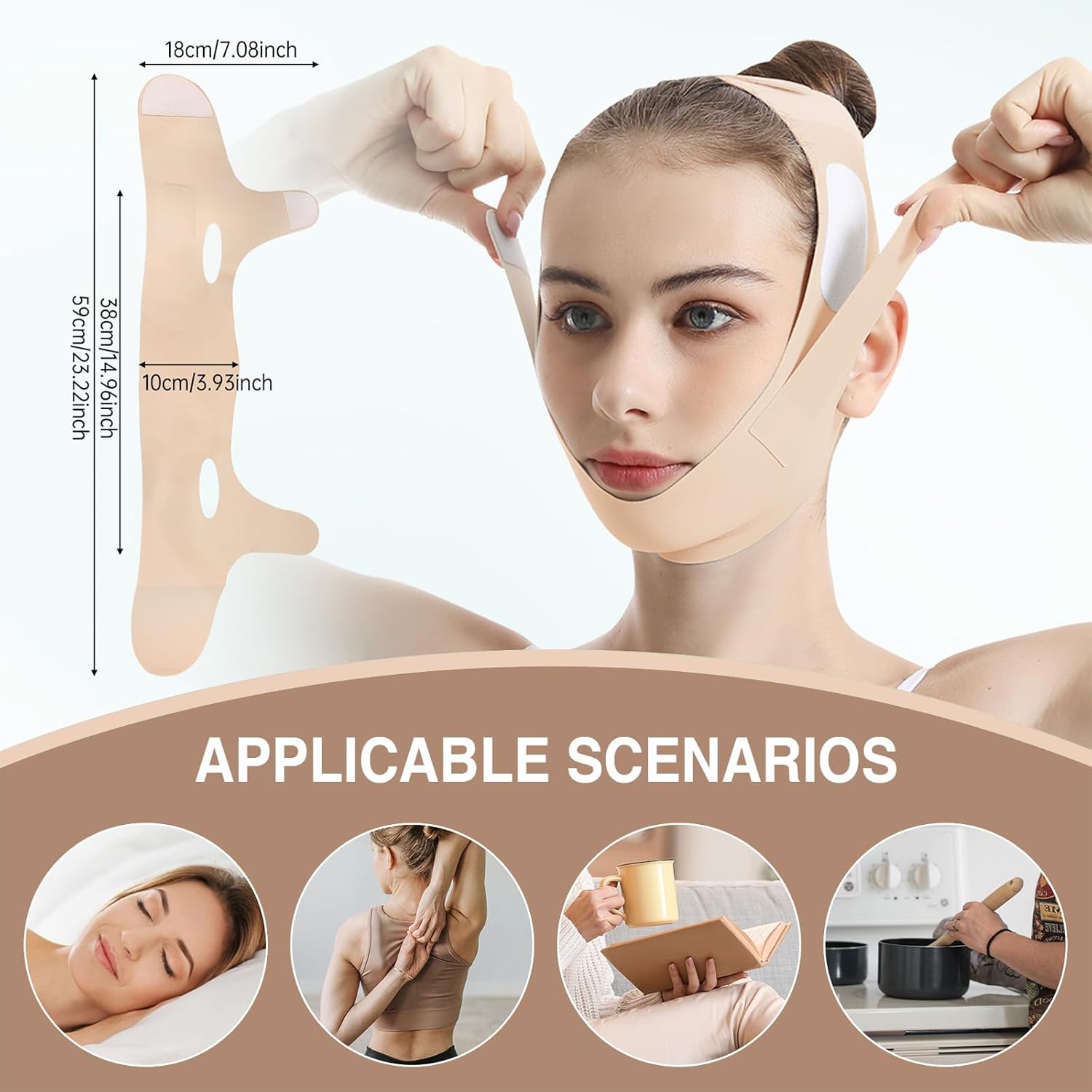 Jawline Shaper and Chin Strap for Sleeping with Soft Graphene V-LineFace Lifting Masks Double Chin Reducer Device for Women Anti Snoring Therapy Mask Neck Slimming and Facial Lifting Lightweight - Image 2