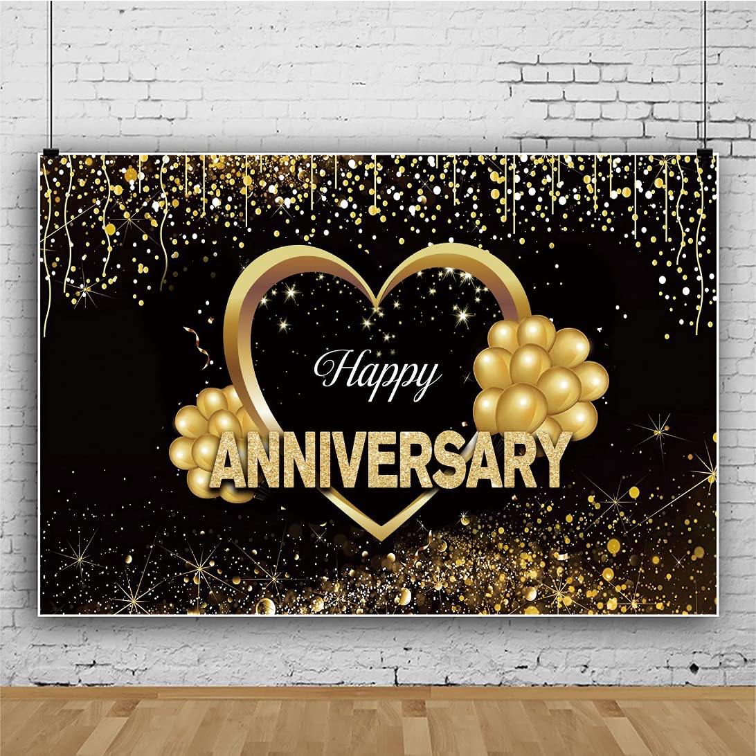 Amazon.com : Laeacco Happy Anniversary Backdrop 10x8ft Black and