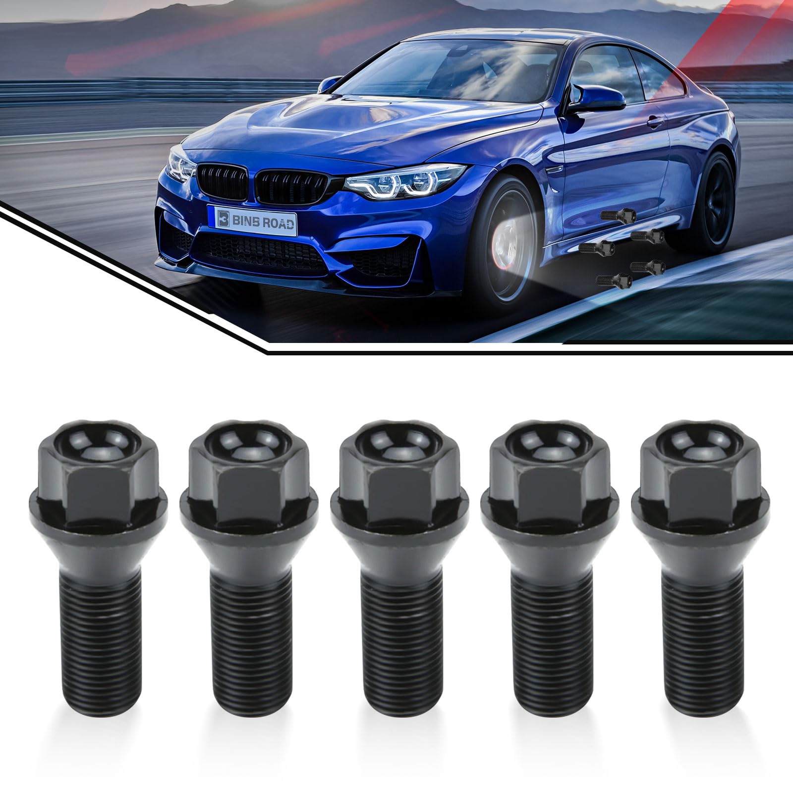 36136781151 Dadi per bulloni ruota M14 x 1,25 compatibili con BMW 328ix 428i 528i 535i 640i 740i X1 X2X3 X4 X5 X6 MINI, 5 pezzi