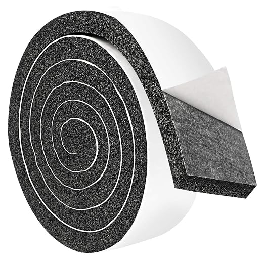 2 Rolls 2 Inch W 1/2 Inch T Weather Stripping Air Conditioner Open Cell Foam Seal Tape, Window Insulation High Resilience Seal Strip for Doors Window,Total 11FT