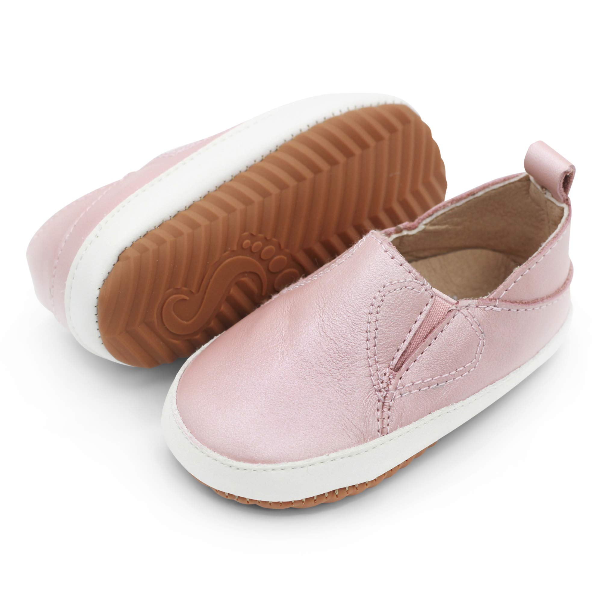 Leather Barefoot Shoes. Flexible Non-Slip Rubber Sole Trainers. First Walkers. Slip-On Toddler Shoes (3-7 UK Child)