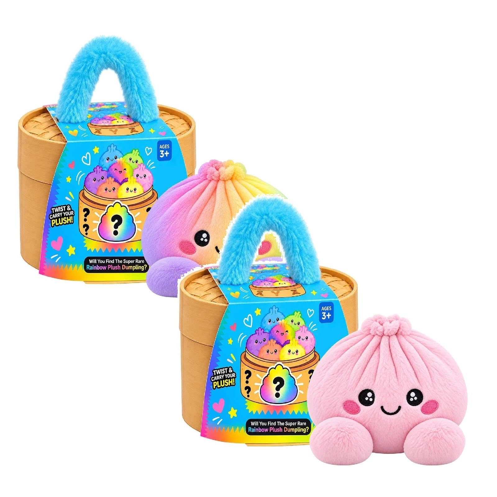 2PC Plush Dumpling Squishy Mystery Bao Bun with Steamer Blind，dumpling-L