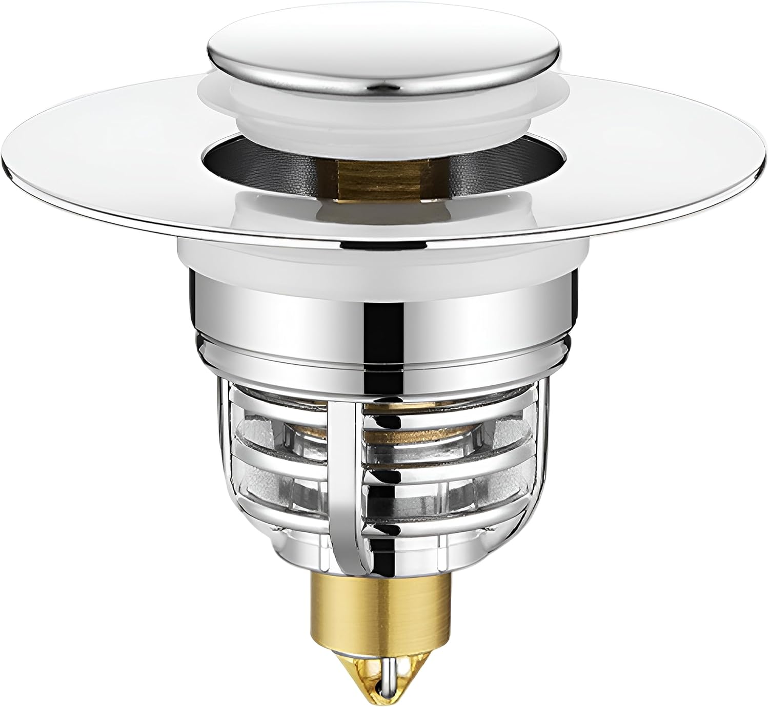 Sink Plug, FUYIOCN Universal Pop Up Drain Strainer, Brass Bounce Core