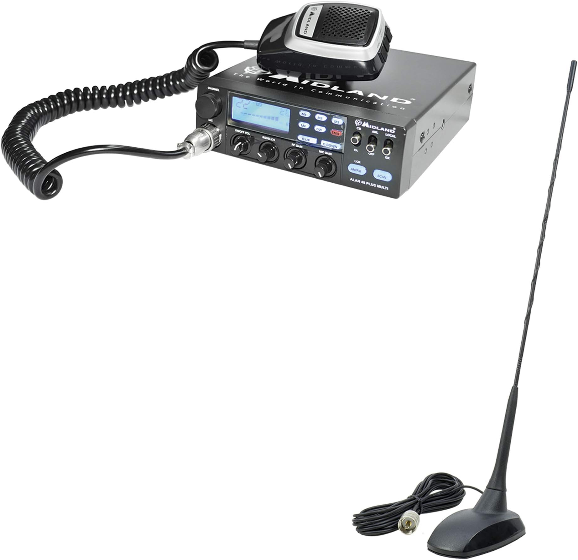Package CB Radio Midland Alan 48 Multi Plus B + Extra PNI Antenna 48 with magnet