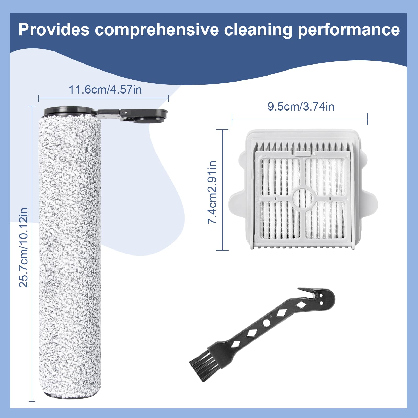 Rullo Spazzola di Ricambio e Filtro HEPA per Roborock F25 / F25 ACE/RT/LT/ALT/GT/GT Gen 2 / XT/ACE Combo/Combo/BX/Ultra/ACE Pro Aspirapolvere Accessori