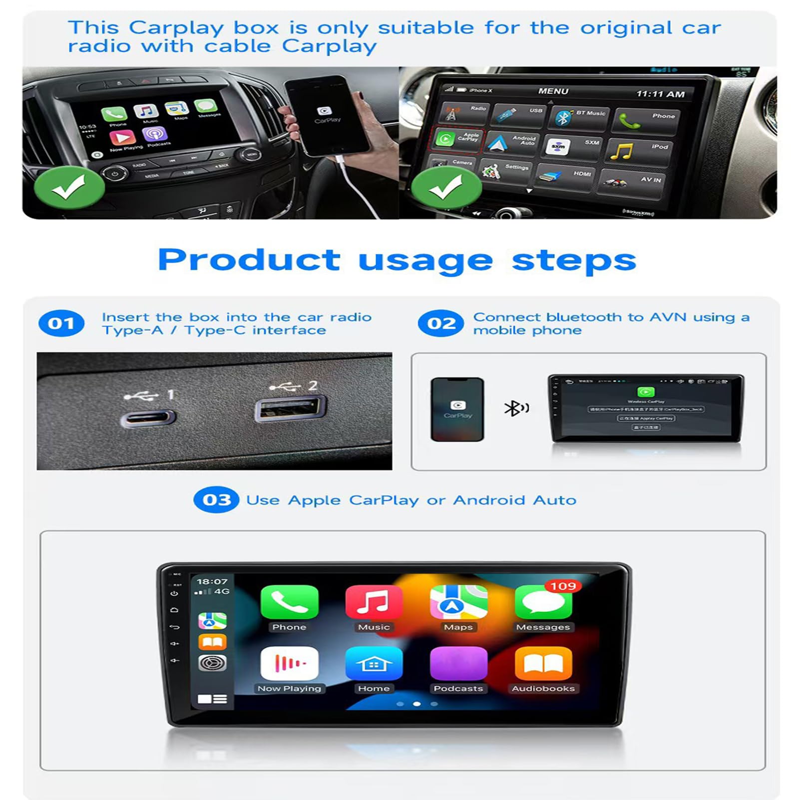 Audi Carplay en Andoid auto adapter voor op je originele autoradio