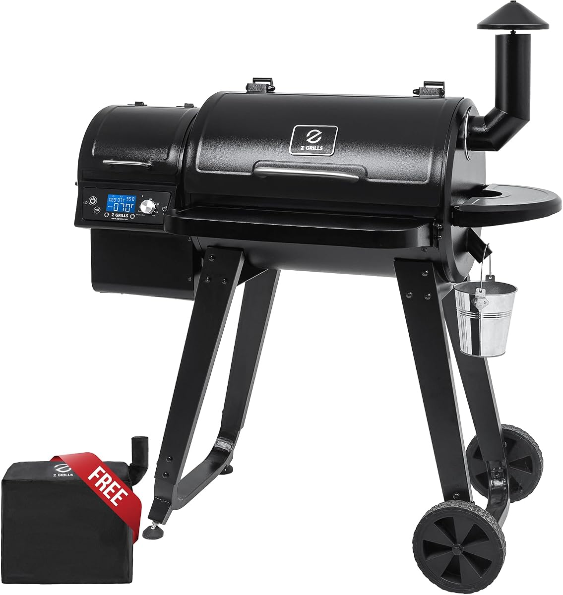 ZPG-450A Wood Pellet Grill & Smoker with PID V3.0 Controller, 459 Sq in Cook Area, Meat Probe, Foldable Shelf&Side Shelf, 8 in 1 BBQ Grill Outdoor Auto Temperature Control, Black