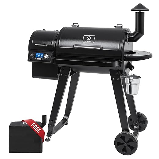 Z GRILLS ZPG-450A 2022 Upgrade Wood Pellet Grill & Smoker 6 in 1 BBQ Grill Auto Temperature Control, 450 Sq in Bronze