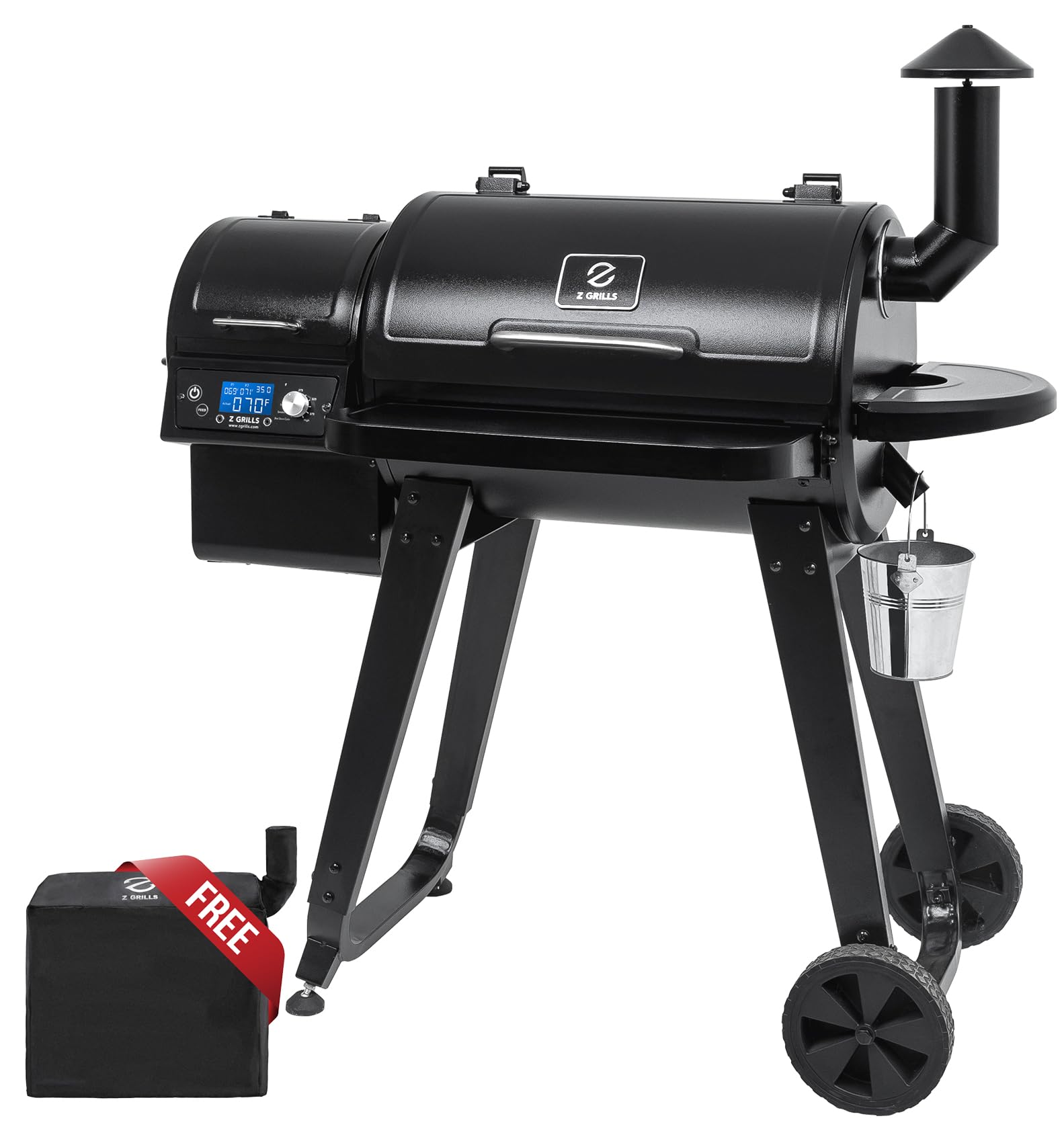 ZPG-450A Wood Pellet Grill & Smoker, 450 Sq in Cook Area, Meat Probe, 8 in 1 BBQ Grill Outdoor Auto Temperature Control