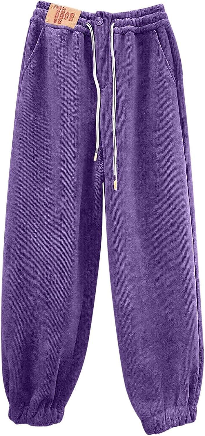 Fleece Lined Sweatpants for Women Baggy High Waisted Sweat Pants Winter Sherpa Plush Lounge Joggers with Pockets