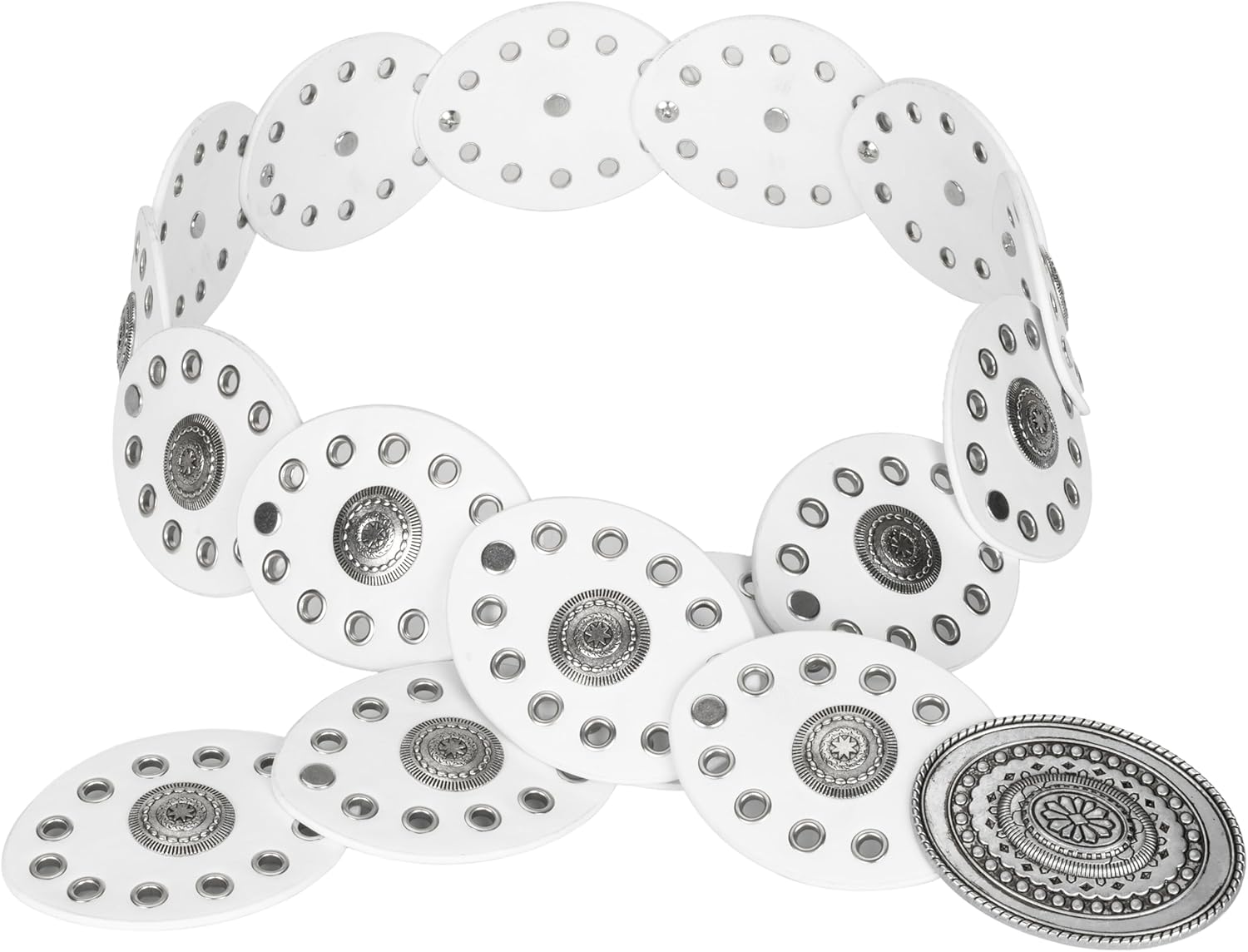 INOGIH Womens Wide Western Cowboy Disc Belt Vintage Cowgirl Concho Leather Belts Boho Style for Jeans Dress Skirt - Image 5