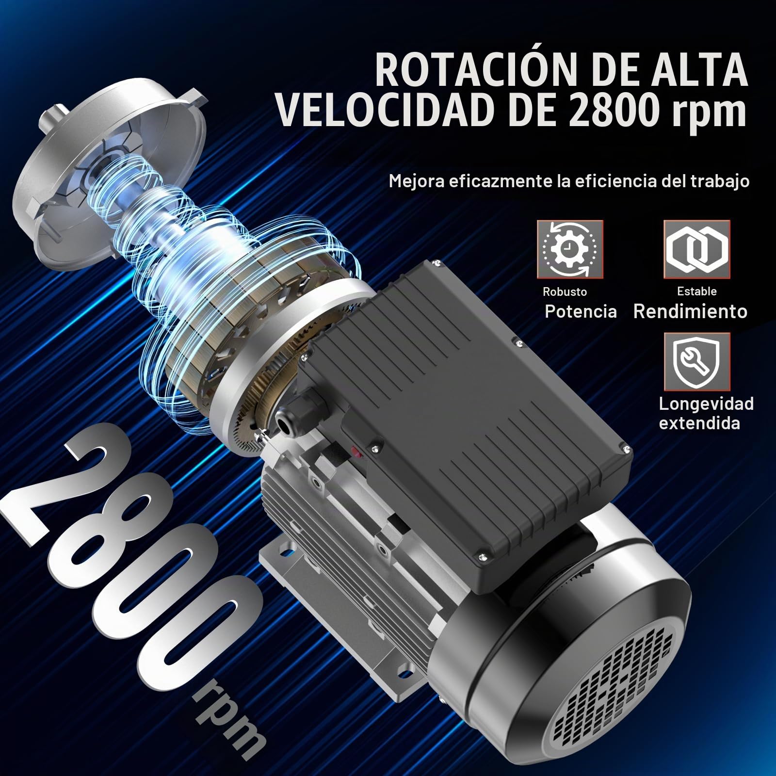 VEVOR Motor Eléctrico 1,1 kW 2800 RPM, CA 220~240 V 7,1 A, Marco B34, Motor de Compresor de Aire Monofásico, Eje con Llave de 24 mm, para Maquinaria Agrícola y Equipos Generales, 330 x 175 x 240 mm
